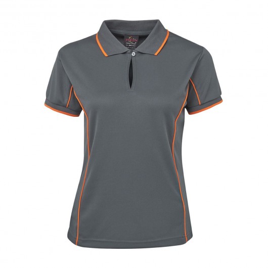 Grey Orange Ladies Piping Polo Shirts